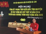 Đ/c Cáp Kim Liêm, Chủ tịch Hội CTĐ tỉnh, Phó trưởng Ban chỉ đạo VĐ HMTN tỉnh phát biểu tại hội nghị
