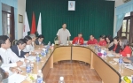 Đồng chí Thái Vĩnh Liệu, Phó Bí thư Thường trực Tỉnh ủy Quảng Trị phát biểu tại buổi làm việc với Hội Chữ thập đỏ tỉnh